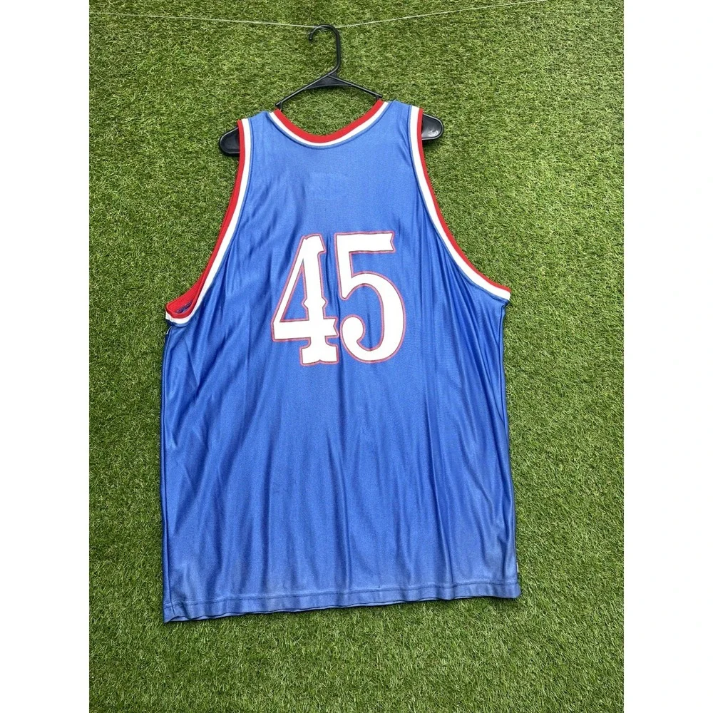 Vintage Dodger Blue Kansas Jayhawks Basketball Jersey Mens 2XL XXL #45 Blue 90s